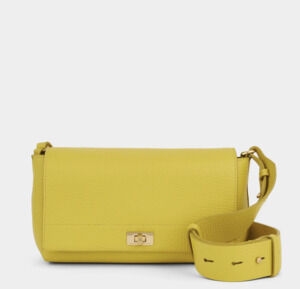 Anya Hindmarch Mortimer Cross-body Crosshatch Calf Leather in Taxi Yellow, NWT